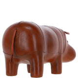Handmade Large Leather Footstool in Hippo Shape Tan: LA2-Hippo