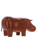 Handmade Large Leather Footstool in Hippo Shape Tan: LA2-Hippo
