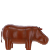 Handmade Large Leather Footstool in Hippo Shape Tan: LA2-Hippo