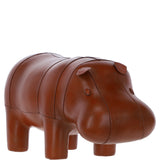 Handmade Large Leather Footstool in Hippo Shape Tan: LA2-Hippo