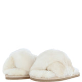 Fenland Ladies Sheepskin Crossover Slippers Natural: LADIES CROSSOVER
