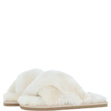Fenland Ladies Sheepskin Crossover Slippers Natural: LADIES CROSSOVER