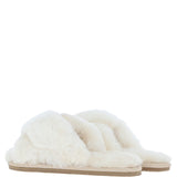 Fenland Ladies Sheepskin Crossover Slippers Natural: LADIES CROSSOVER