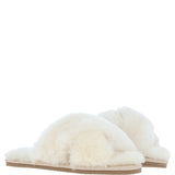 Fenland Ladies Sheepskin Crossover Slippers Natural: LADIES CROSSOVER