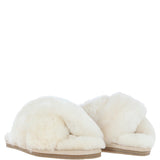 Fenland Ladies Sheepskin Crossover Slippers Natural: LADIES CROSSOVER