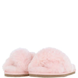 Fenland Ladies Sheepskin Crossover Slippers Pink: LADIES CROSSOVER