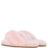 Fenland Ladies Sheepskin Crossover Slippers Pink: LADIES CROSSOVER
