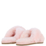 Fenland Ladies Sheepskin Crossover Slippers Pink: LADIES CROSSOVER