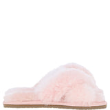 Fenland Ladies Sheepskin Crossover Slippers Pink: LADIES CROSSOVER