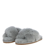 Fenland Ladies Sheepskin Crossover Slippers Grey: LADIES CROSSOVER