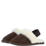 Fenland Real Sheepskin Wool Mule Slippers Brown: ladies elena