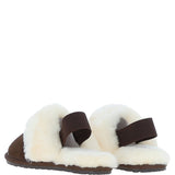 Fenland Real Sheepskin Wool Mule Slippers Brown: ladies elena
