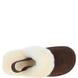Fenland Real Sheepskin Wool Mule Slippers Brown: ladies elena