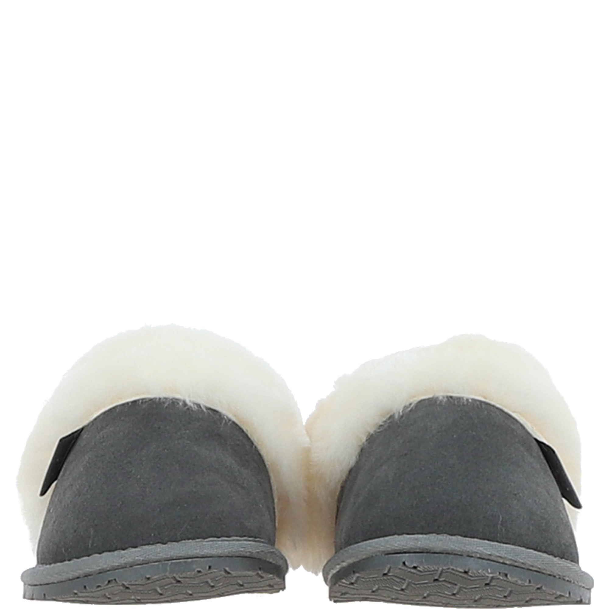 Fenland Real Sheepskin Wool Mule Slippers Grey: ladies elena