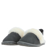 Fenland Real Sheepskin Wool Mule Slippers Grey: ladies elena