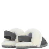 Fenland Real Sheepskin Wool Mule Slippers Grey: ladies elena