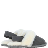 Fenland Real Sheepskin Wool Mule Slippers Grey: ladies elena