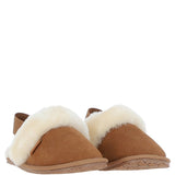 Fenland Real Sheepskin Wool Mule Slippers Tan: ladies elena
