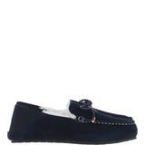 Women's Classic  Suede Sheepskin Moccasins Navy: Megan