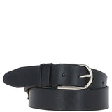 Women's Fashion Leather Belt with Gold Metal Pin Buckle Black: LB-301
