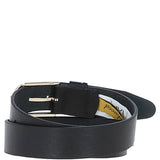 Women's Fashion Leather Belt with Gold Metal Pin Buckle Black: LB-301