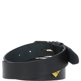 Women's Fashion Leather Belt with Gold Metal Pin Buckle Black: LB-301