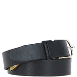 Women's Fashion Leather Belt with Gold Metal Pin Buckle Black: LB-301