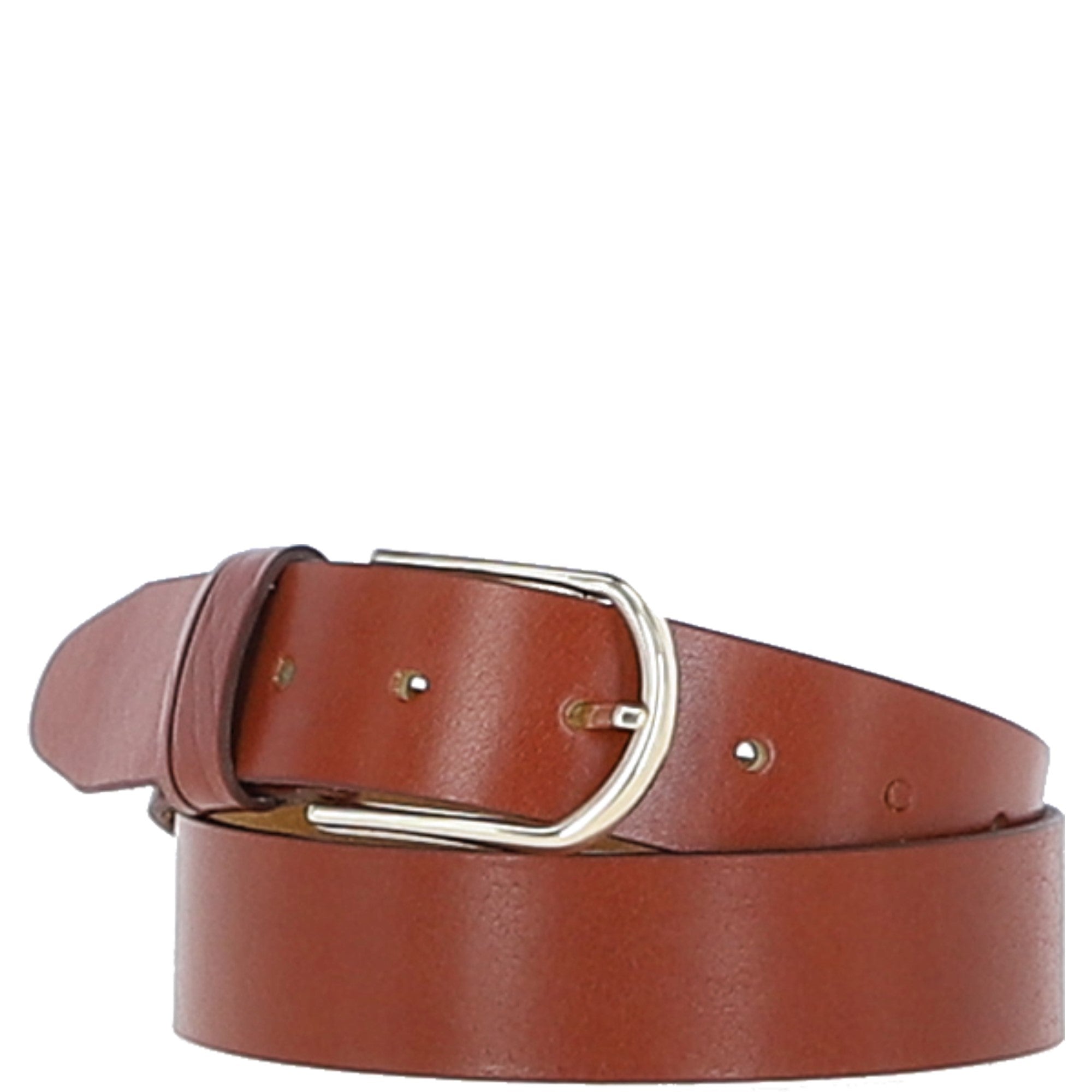 Women's Fashion Leather Belt with Gold Metal Pin Buckle Chestnut: LB-301