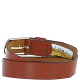 Women's Fashion Leather Belt with Gold Metal Pin Buckle Chestnut: LB-301