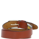 Women's Fashion Leather Belt with Gold Metal Pin Buckle Chestnut: LB-301