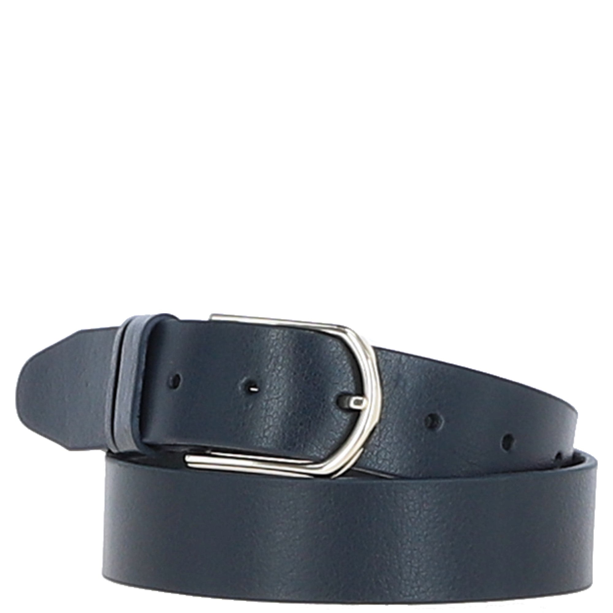 Women's Fashion Leather Belt with Gold Metal Pin Buckle Navy: LB-301