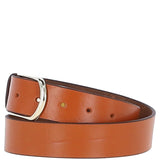 Women's Fashion Leather Belt with Gold Metal Pin Buckle Tan: LB-301