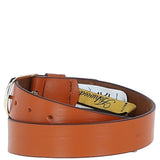 Women's Fashion Leather Belt with Gold Metal Pin Buckle Tan: LB-301