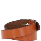 Women's Fashion Leather Belt with Gold Metal Pin Buckle Tan: LB-301