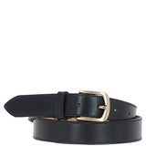 Women's Fashion Leather Belt with Gold Metal Pin Buckle Black: LB-303