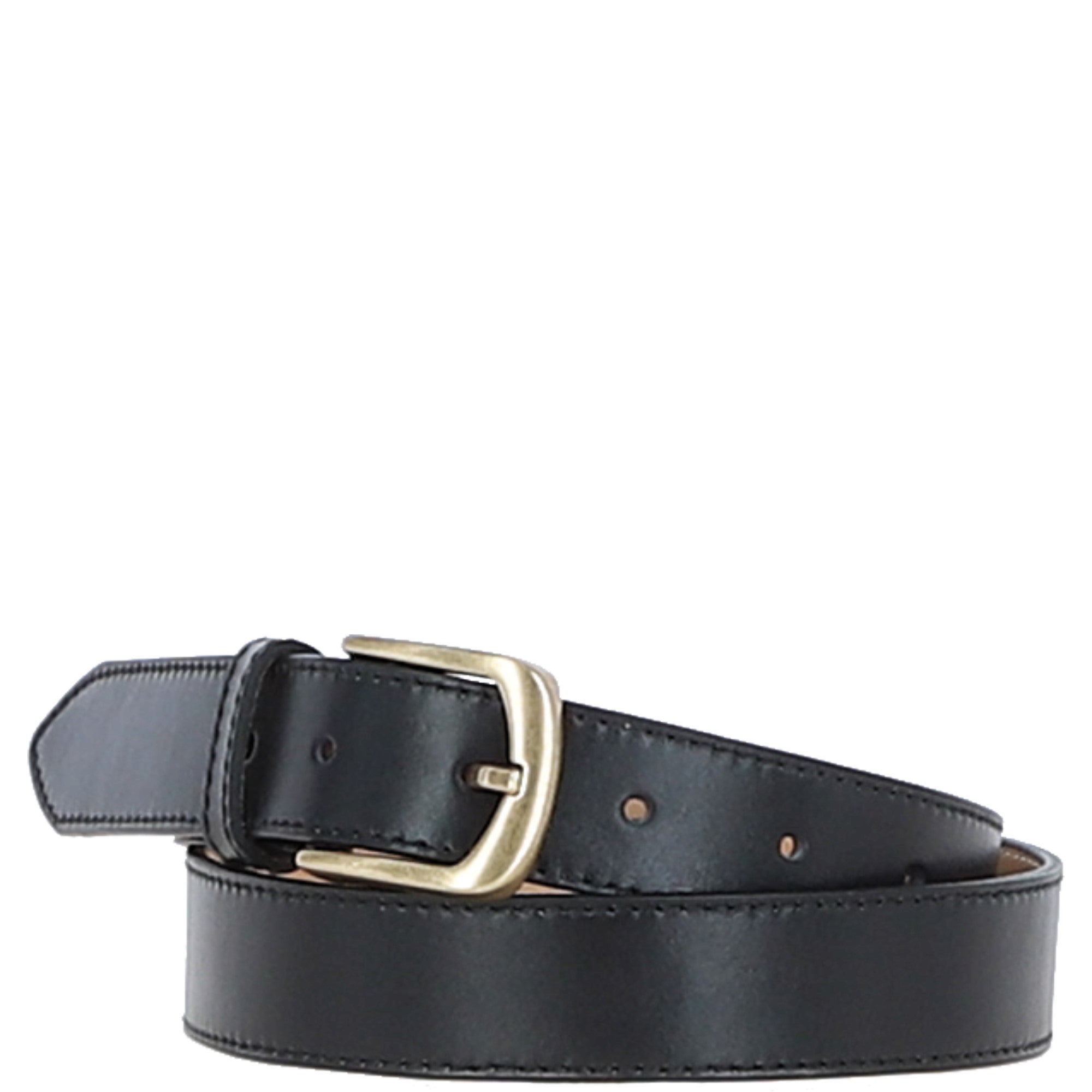 Women's Fashion Leather Belt with Gold Metal Pin Buckle Black: LB-303