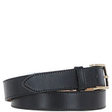 Women's Fashion Leather Belt with Gold Metal Pin Buckle Black: LB-303