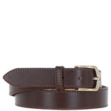 Women's Fashion Leather Belt with Gold Metal Pin Buckle Brown: LB-303