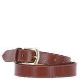 Women's Fashion Leather Belt with Gold Metal Pin Buckle Chestnut: LB-303
