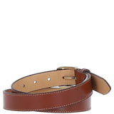 Women's Fashion Leather Belt with Gold Metal Pin Buckle Chestnut: LB-303