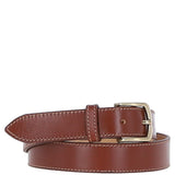 Women's Fashion Leather Belt with Gold Metal Pin Buckle Chestnut: LB-303