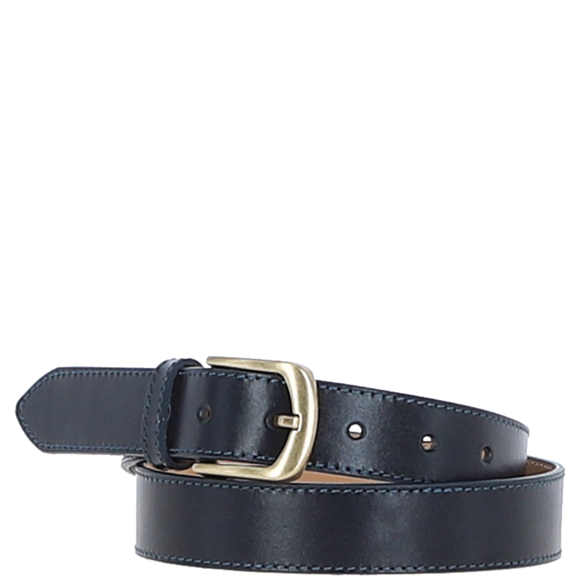 Women's Fashion Leather Belt with Gold Metal Pin Buckle Navy: LB-303