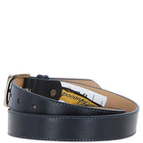 Women's Fashion Leather Belt with Gold Metal Pin Buckle Navy: LB-303