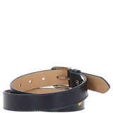 Women's Fashion Leather Belt with Gold Metal Pin Buckle Navy: LB-303
