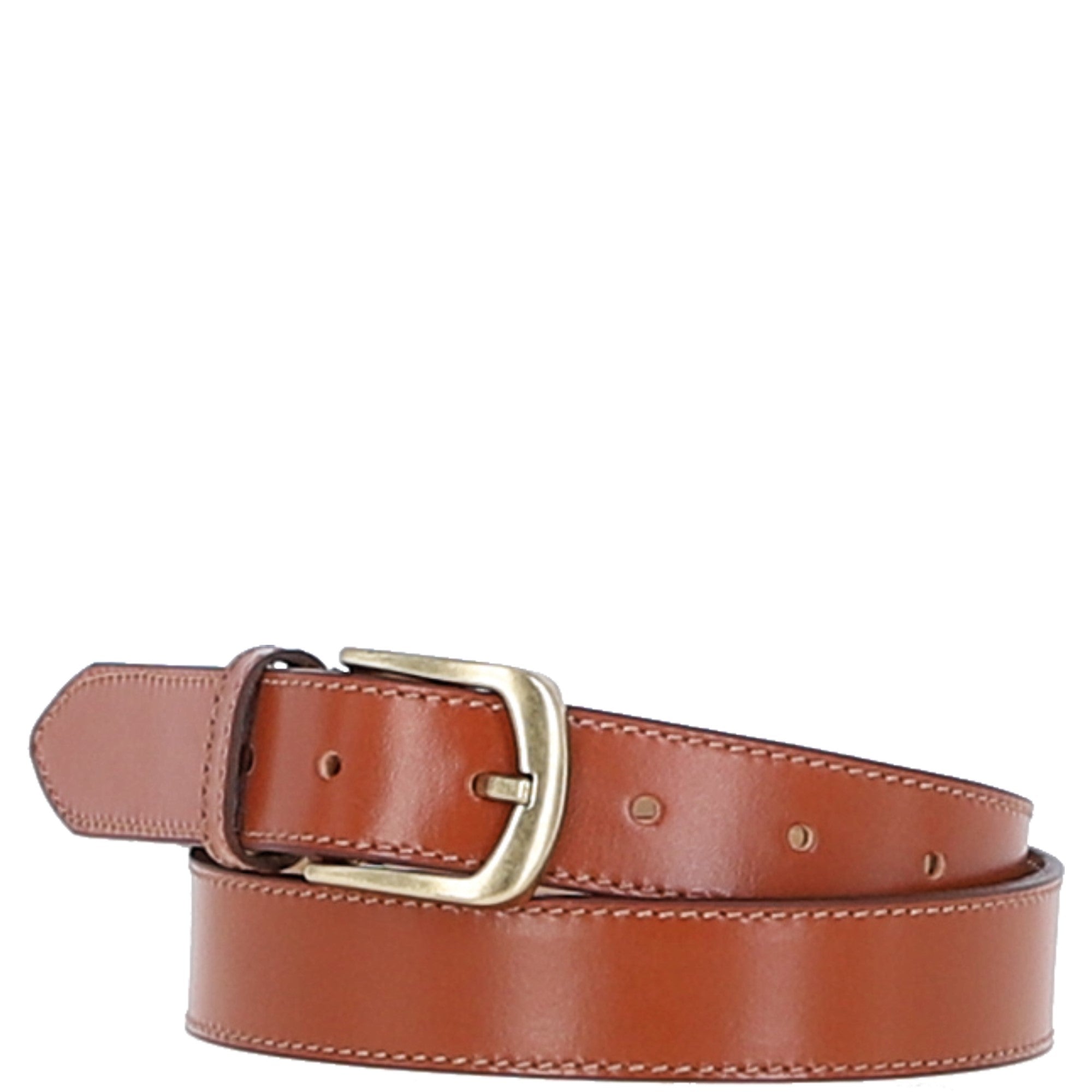 Women's Fashion Leather Belt with Gold Metal Pin Buckle Tan: LB-303