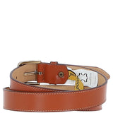 Women's Fashion Leather Belt with Gold Metal Pin Buckle Tan: LB-303