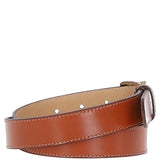 Women's Fashion Leather Belt with Gold Metal Pin Buckle Tan: LB-303