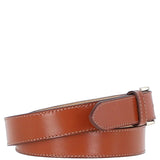 Women's Fashion Leather Belt with Gold Metal Pin Buckle Tan: LB-303