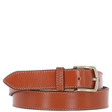Women's Fashion Leather Belt with Gold Metal Pin Buckle Tan: LB-303