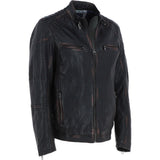 Vintage Wash Leather Biker Jacket Black: Lent 2